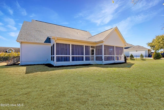 111 E Magens Ct, Cedar Point, NC 28584 - rear view of property with a sunroom and roof with shingles