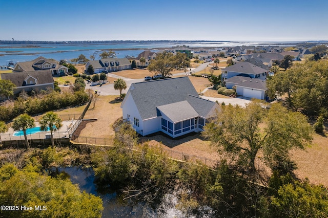 drone / aerial view with a residential view