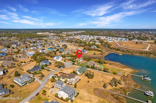 111 E Magens Ct, Cedar Point, NC 28584 - aerial view of property and surrounding area featuring a nearby body of water and nearby suburban area