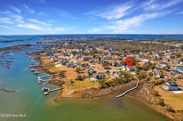 111 E Magens Ct, Cedar Point, NC 28584 - aerial overview of property's location with a nearby body of water and nearby suburban area