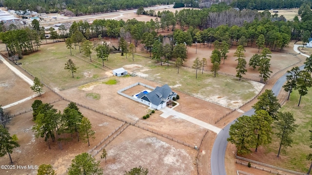 drone / aerial view with a rural view