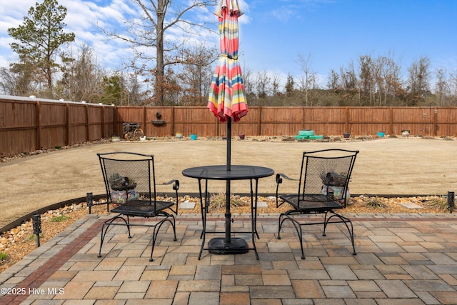 view of patio with a fenced backyard