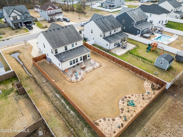 aerial view with a residential view