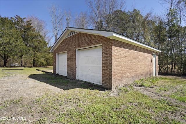 view of detached garage