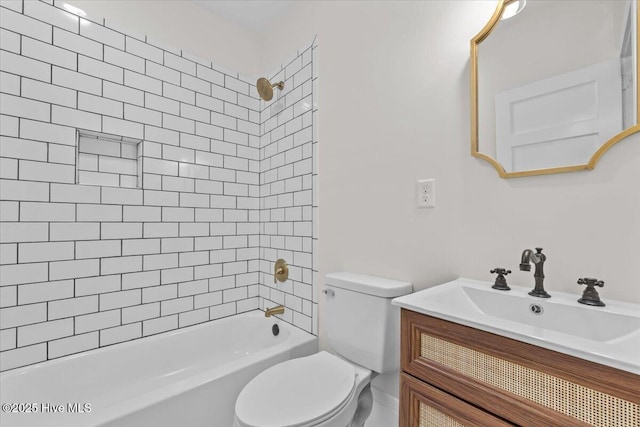 full bathroom featuring vanity, toilet, and bathing tub / shower combination