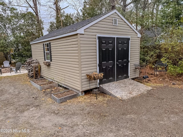 view of shed