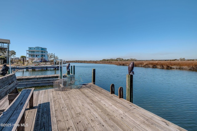 view of dock featuring a water view