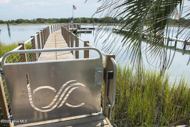 view of dock featuring a water view