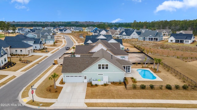 drone / aerial view with a residential view
