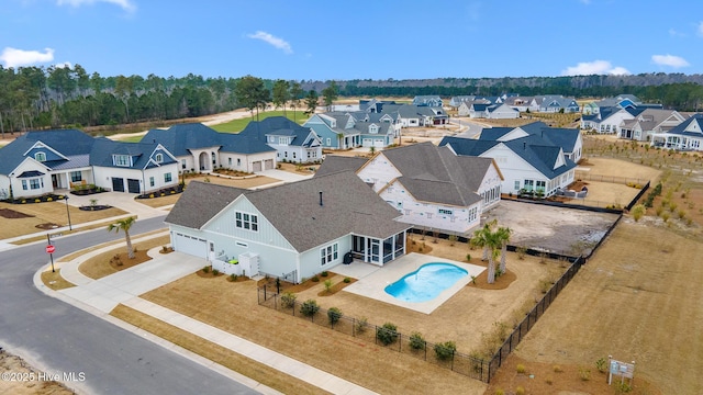 aerial view featuring a residential view