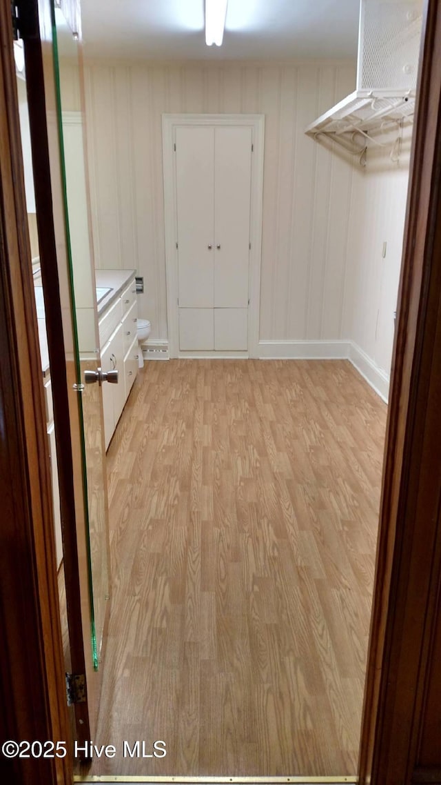 spacious closet with light wood-style flooring