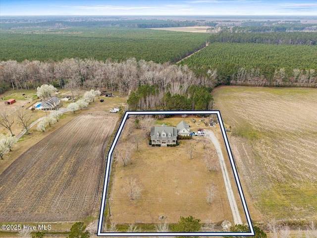 bird's eye view featuring a rural view