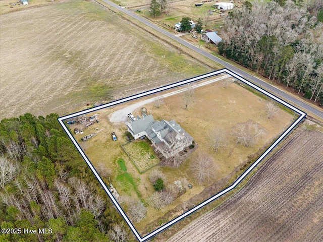 drone / aerial view with a rural view