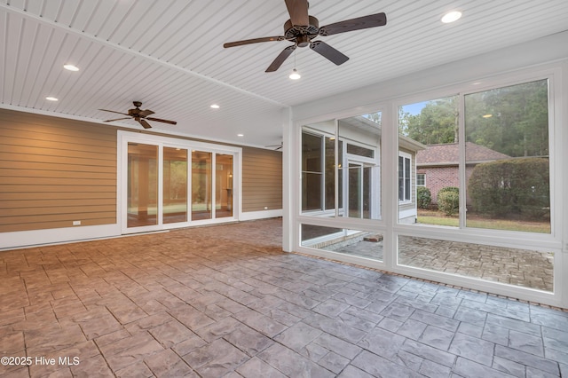1115 Eldora Ct, Leland, NC 28451 - unfurnished sunroom with a ceiling fan