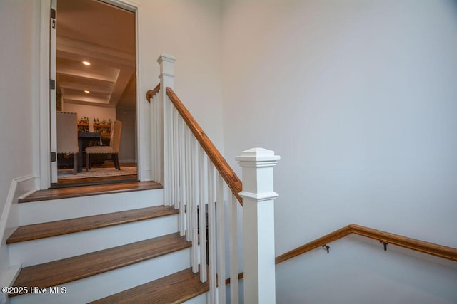 stairway featuring recessed lighting