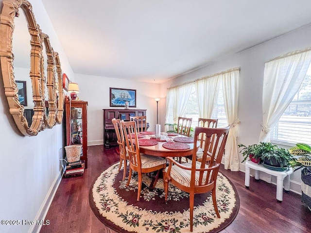 dining room with wood finished floors and baseboards