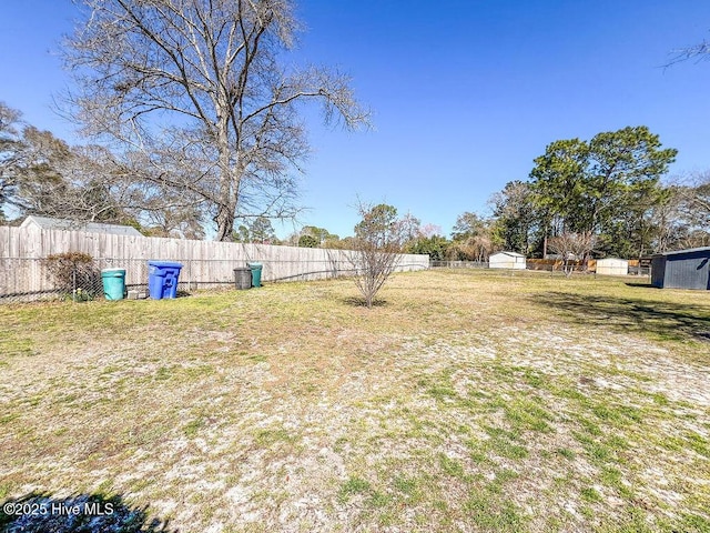 view of yard featuring a fenced backyard