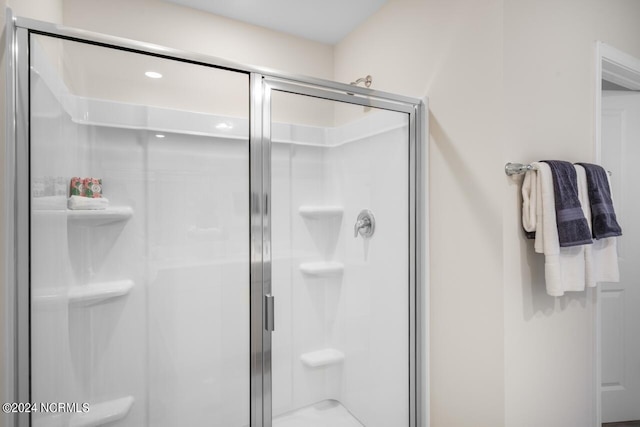 bathroom featuring a shower stall