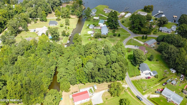 bird's eye view featuring a water view