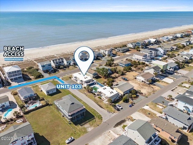 298 Ocean Blvd W # 103, Holden Beach, NC 28462 - bird's eye view with a water view, a view of the beach, and a residential view