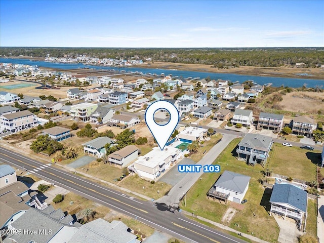 298 Ocean Blvd W # 103, Holden Beach, NC 28462 - bird's eye view with a water view and a residential view