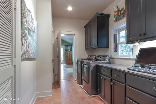 1335 Midland Rd, Southern Pines, NC 28387 - washroom with washer and clothes dryer, cabinet space, recessed lighting, and baseboards
