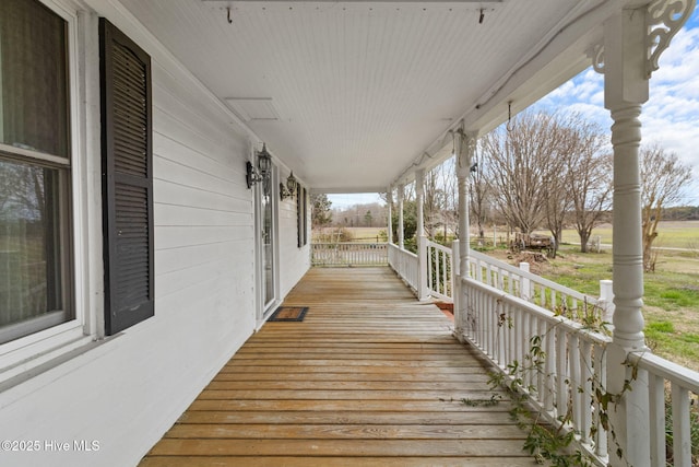 deck featuring covered porch