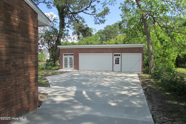 detached garage with french doors