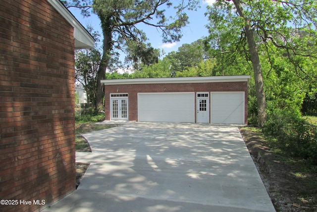 detached garage with french doors