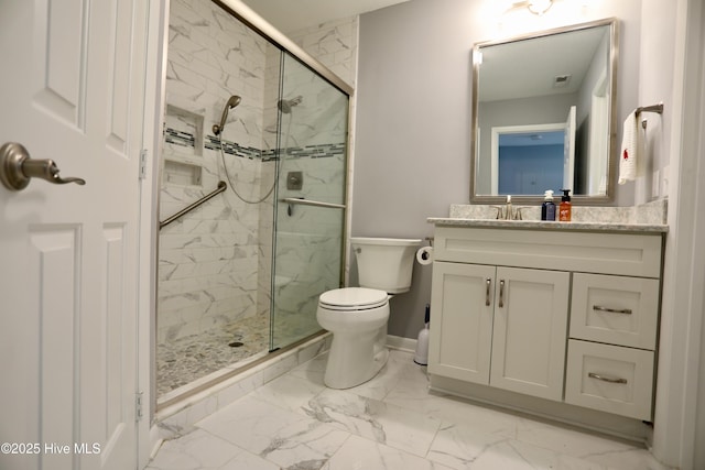 717 Chancery Ln, Aberdeen, NC 28315 - full bathroom with marble finish floors, a marble finish shower, vanity, and toilet