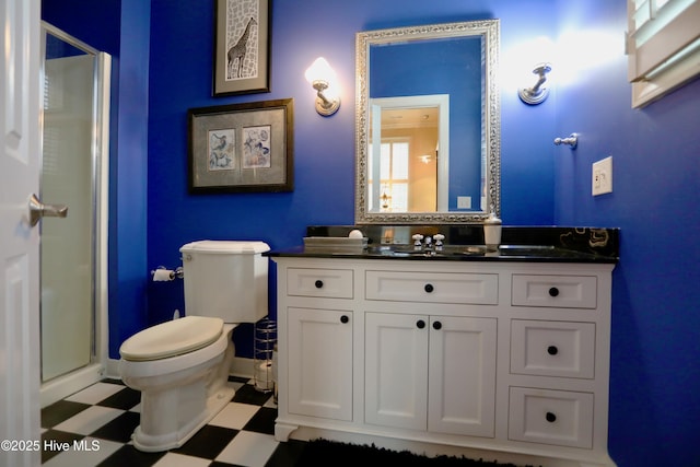 6680 Beulah Hill Church Rd, West End, NC 27376 - full bath with tile patterned floors, a shower stall, and vanity