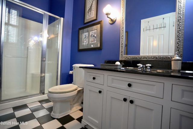 6680 Beulah Hill Church Rd, West End, NC 27376 - bathroom with tile patterned floors, a shower stall, and vanity