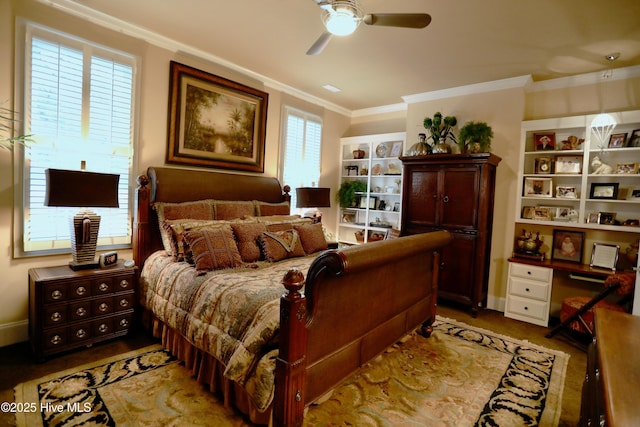 6680 Beulah Hill Church Rd, West End, NC 27376 - bedroom featuring crown molding and a ceiling fan