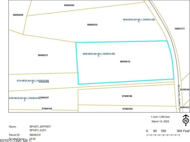 6680 Beulah Hill Church Rd, West End, NC 27376 - map / location with property parcel outlined
