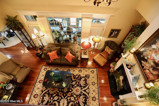 6680 Beulah Hill Church Rd, West End, NC 27376 - living area featuring wood finished floors and decorative columns