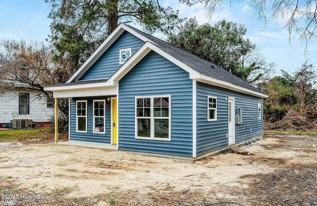 back of property featuring central air condition unit