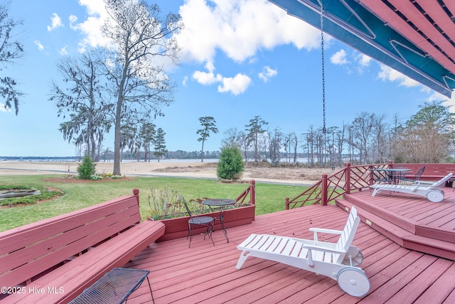 deck with a lawn