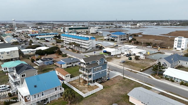 318 N Topsail Dr, Surf City, NC 28445 - birds eye view of property with a water view and a beach view