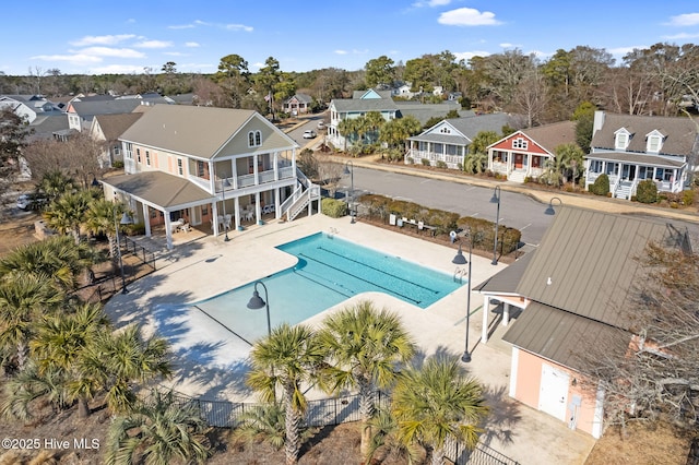 bird's eye view with a residential view