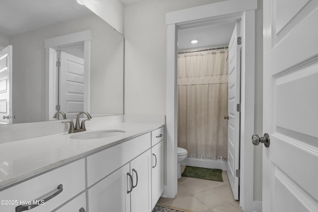 410 Sugar Cv, Wilmington, NC 28411 - bathroom featuring vanity, tile patterned floors, and curtained shower