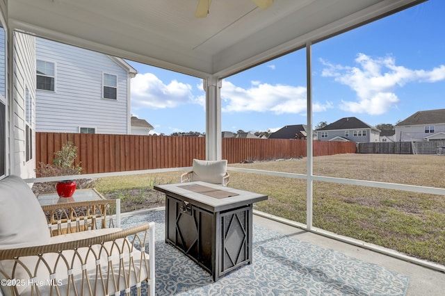 410 Sugar Cv, Wilmington, NC 28411 - sunroom / solarium with ceiling fan and a residential view