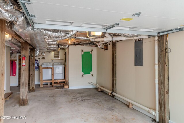 107 Carolina Beach Ave S, Carolina Beach, NC 28428 - below grade area with washing machine and dryer, electric panel, and a garage