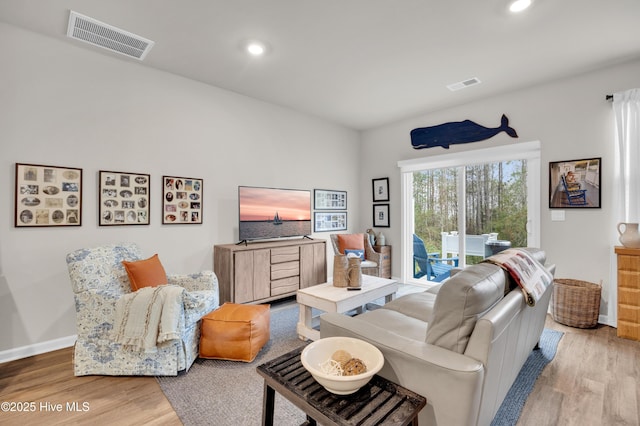 3659 Roseblossom Dr, Leland, NC 28451 - living area featuring recessed lighting, baseboards, visible vents, and light wood finished floors