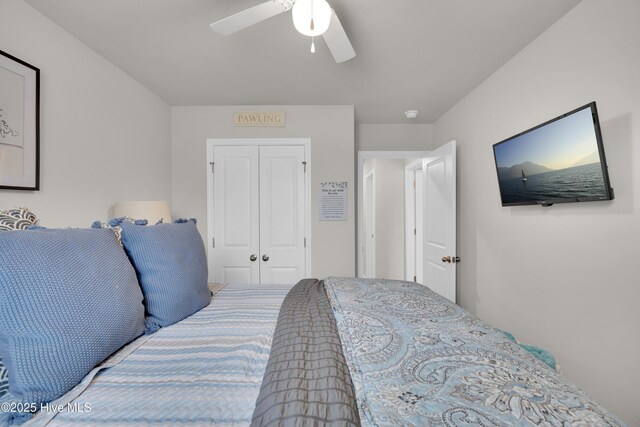 3659 Roseblossom Dr, Leland, NC 28451 - bedroom featuring a closet and a ceiling fan