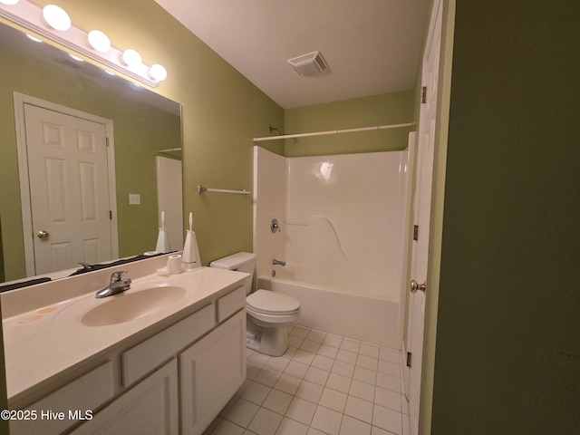 405 Commerce Ave Unit A, Morehead City, NC 28557 - bathroom with visible vents, vanity, toilet, tile patterned floors, and shower / bath combination