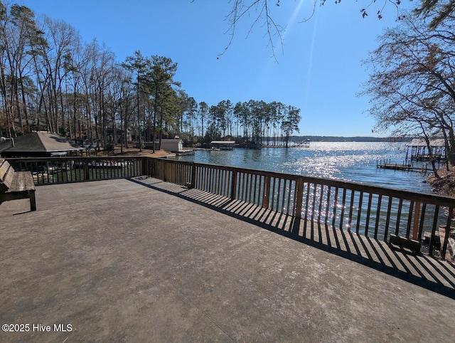view of patio / terrace with a water view
