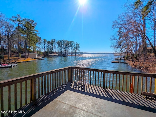 view of dock featuring a water view
