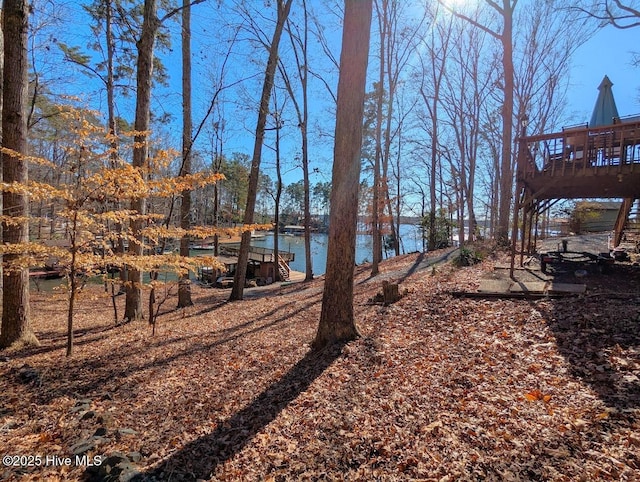 view of yard featuring a water view