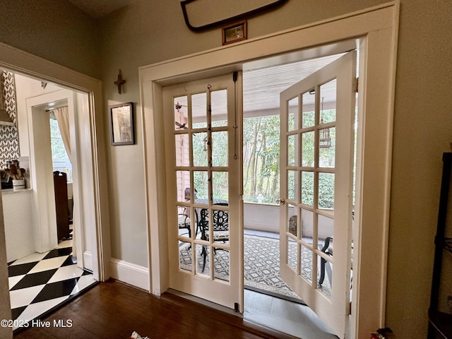 204 N Granville St, Edenton, NC 27932 - entryway featuring a wealth of natural light, dark wood-style floors, and baseboards