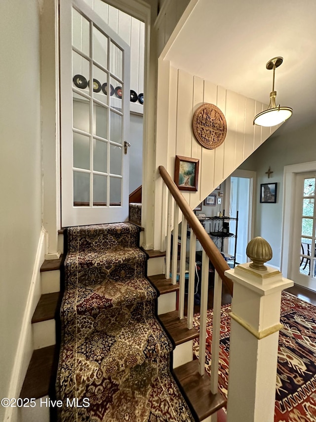 204 N Granville St, Edenton, NC 27932 - stairs featuring wood finished floors